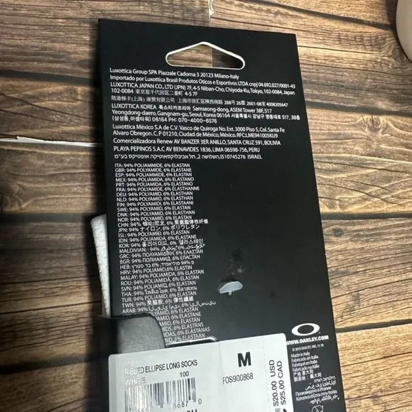 NWT Oakley Ribbed Ellipse Long Socks Size Medium (White) *Unopened* Unisex - Picture 8 of 8